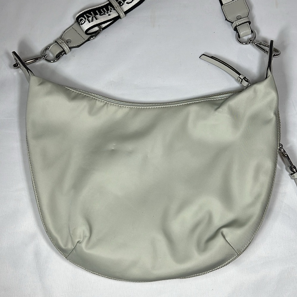 Calvin Klein Beige Canvas Crossbody Bag Purse w Guitar Strap - Picture 2 of 9
